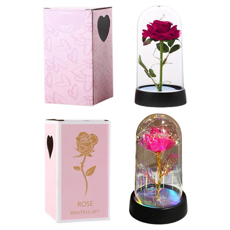 Artificial Rose Flowers Eternal Rose LED Light