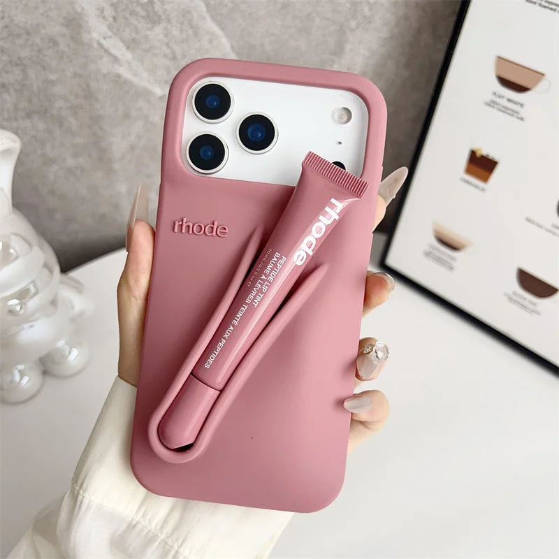 Liquid Silicone Phone Case with Lip Gloss for iPhone