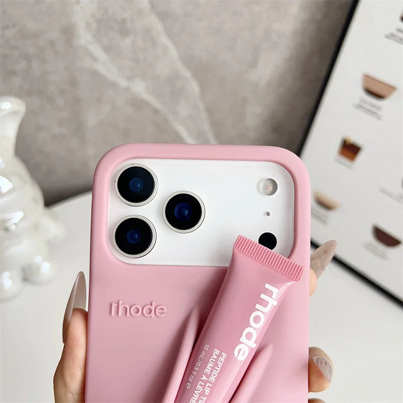 Liquid Silicone Phone Case with Lip Gloss for iPhone