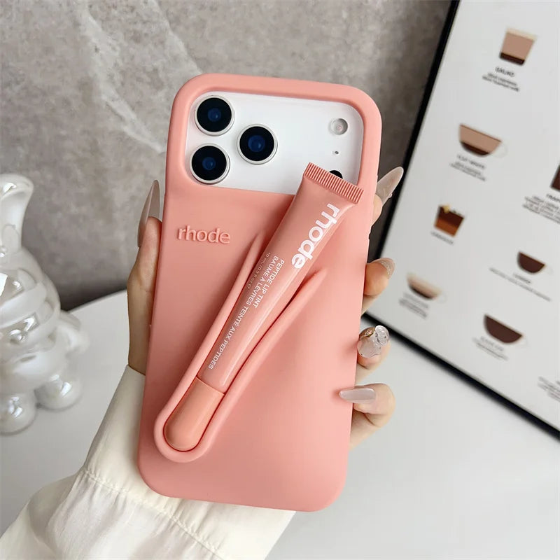 Liquid Silicone Phone Case with Lip Gloss for iPhone