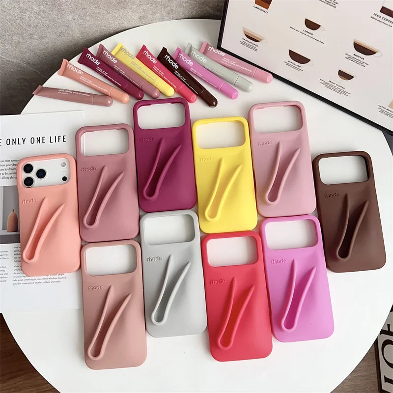 Liquid Silicone Phone Case with Lip Gloss for iPhone
