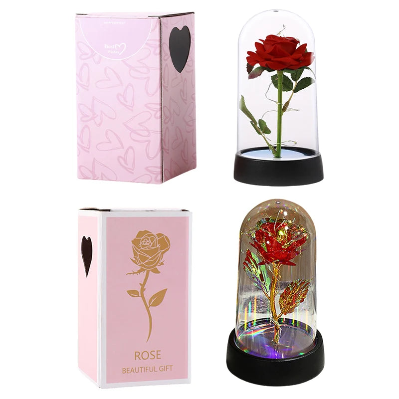 Artificial Rose Flowers Eternal Rose LED Light