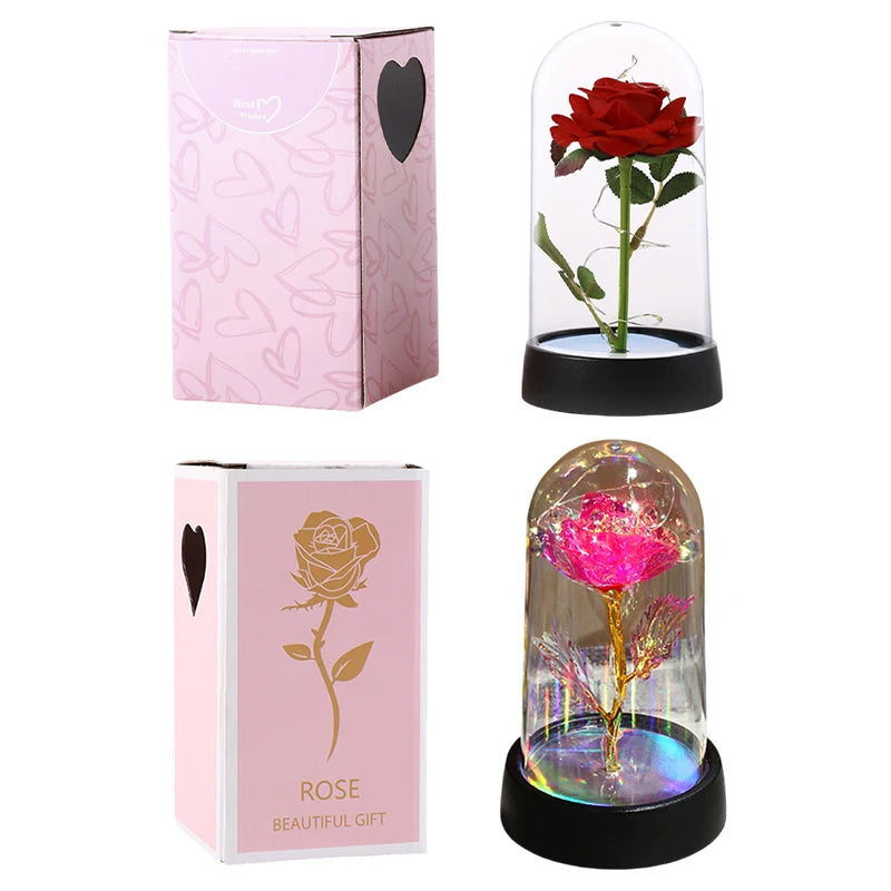 Artificial Rose Flowers Eternal Rose LED Light