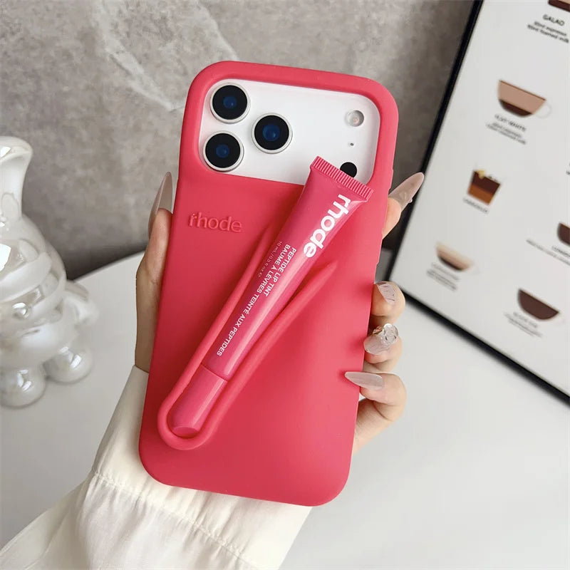 Liquid Silicone Phone Case with Lip Gloss for iPhone