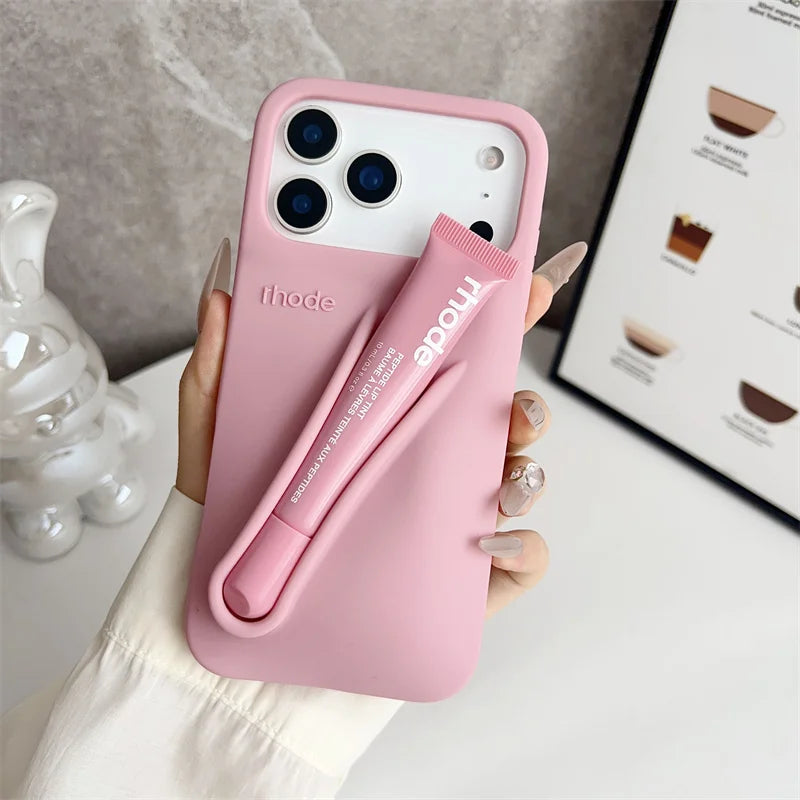 Liquid Silicone Phone Case with Lip Gloss for iPhone