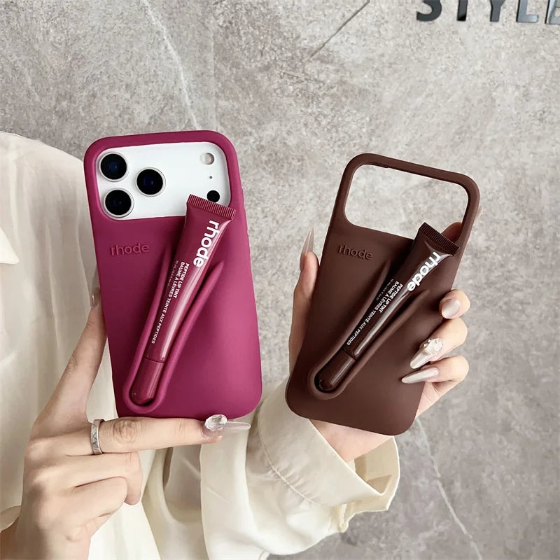 Liquid Silicone Phone Case with Lip Gloss for iPhone