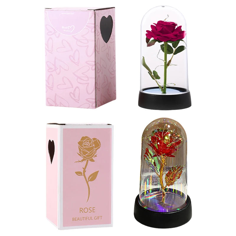 Artificial Rose Flowers Eternal Rose LED Light