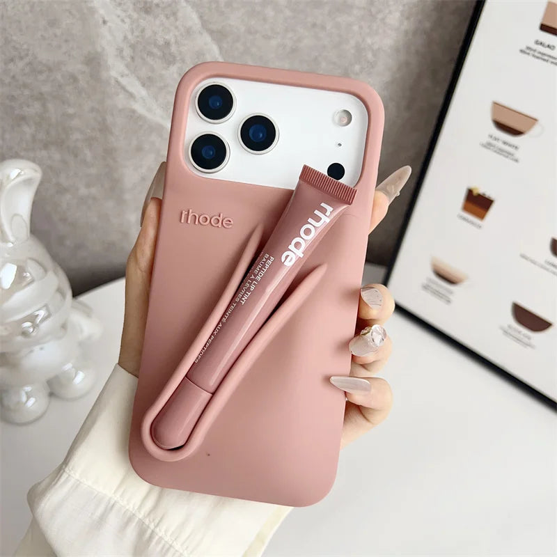 Liquid Silicone Phone Case with Lip Gloss for iPhone