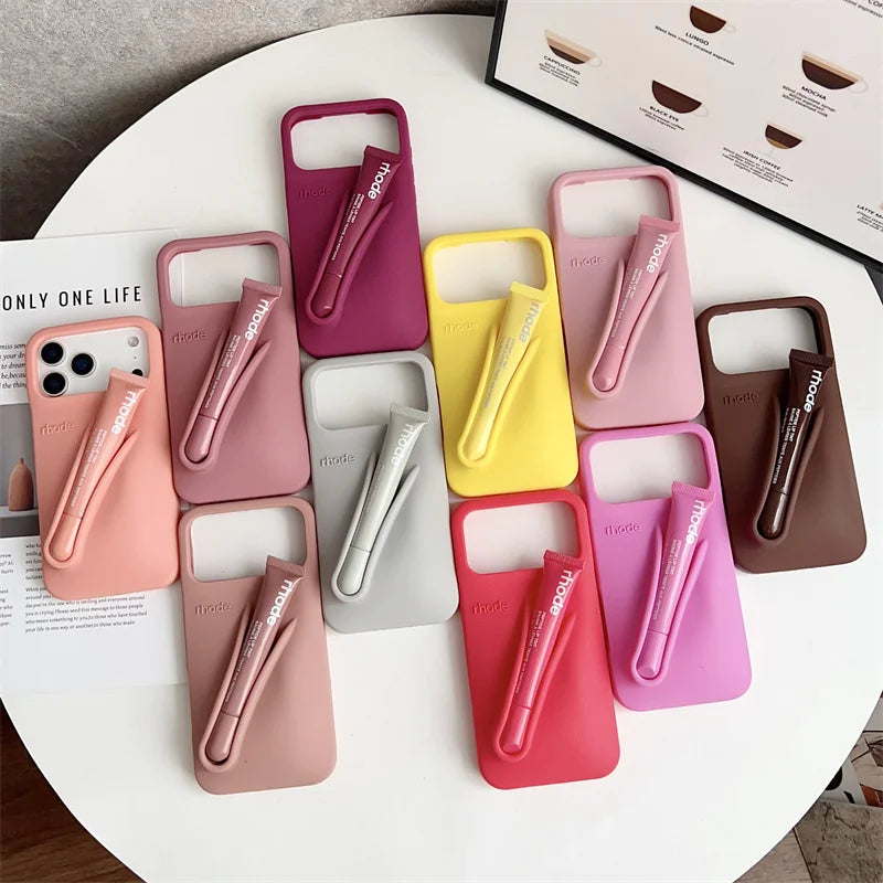 Liquid Silicone Phone Case with Lip Gloss for iPhone